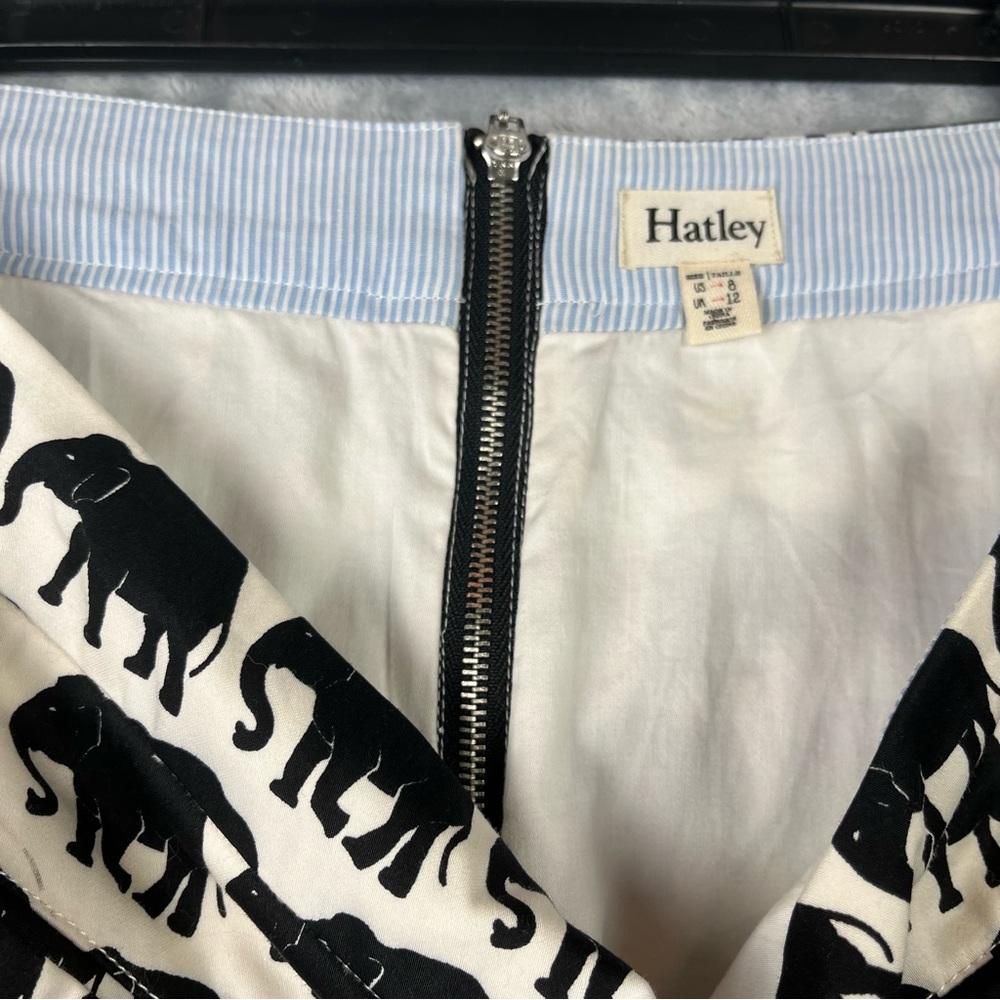 Hatley Sateen Elephant Pencil Skirt Sz 8 Black & White Pockets Lined Artsy Boho - Picture 9 of 15